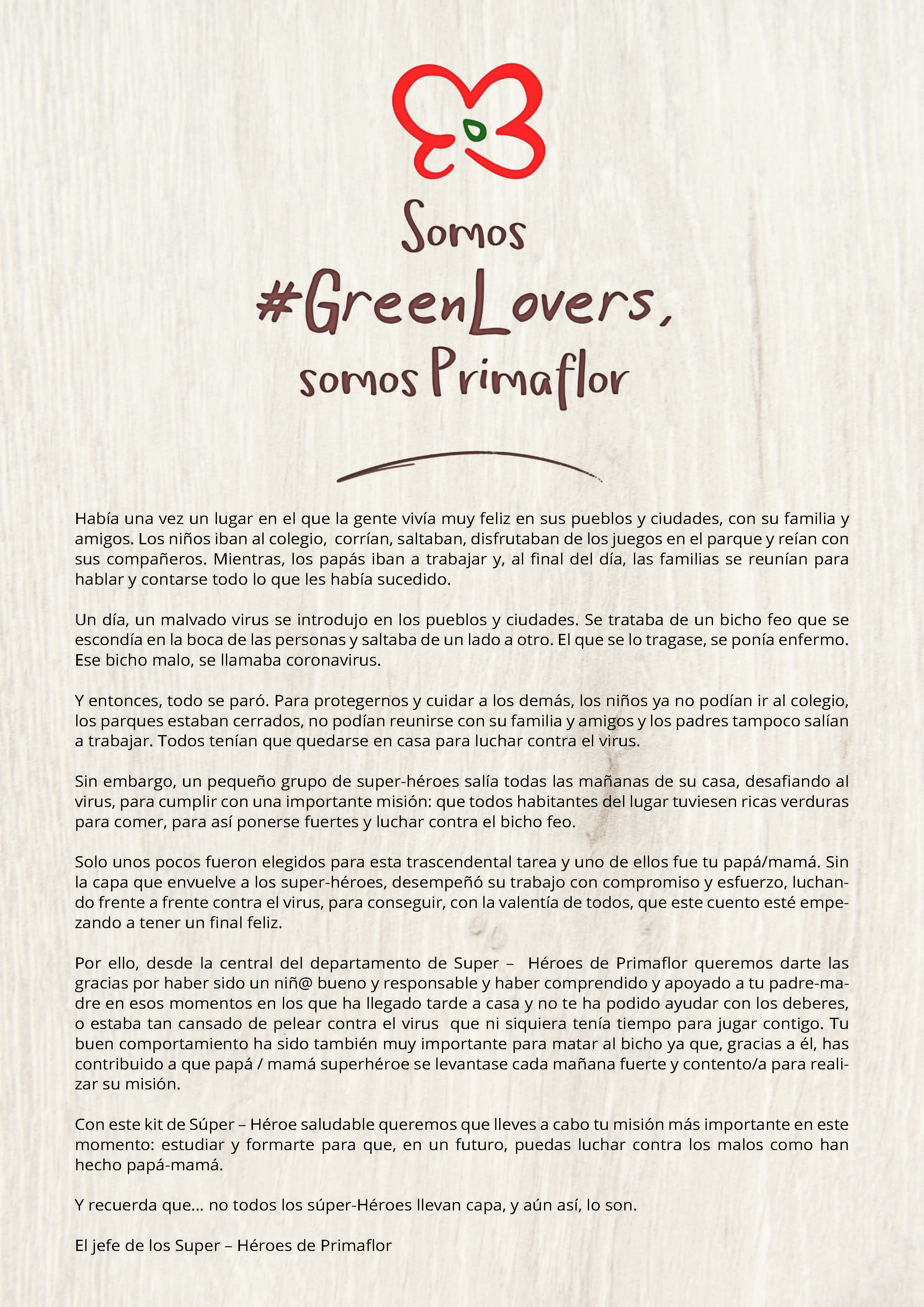 Carta a los pequeños GreenLovers