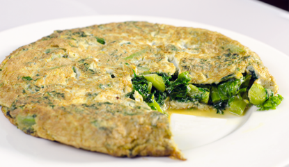 tortilla de kale y ajos tiernoss