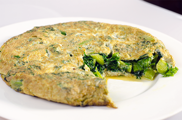 tortilla de kale y ajos tiernoss