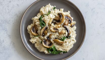 Risotto con champiñones y espinacas de Primaflor