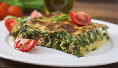 Canelones con carne y espinaca